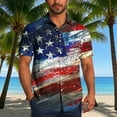 thumbnail image 2 of Men's 4th of July T-Shirt Turn-Down Collar Blouse Button Down V Neck Tops Independence Day Shirts Red White Blue Stars Graphic Tee Short Sleeve Top Summer Dress Shirt Trendy Casual 2025, 2 of 6