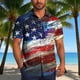 thumbnail image 2 of Mens Casual Manga Corta Botón Abajo Camisas, Cuello de Vuelta Impresión Del Día de la Independencia para el Verano, Al Aire Libre Y Casual, 2 of 7
