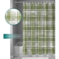 thumbnail image 3 of Waterproof Shower Curtain, Sage Green Checkered Polyester Fabric Bathroom Curtains with 12 Hooks, 48" W x 72" H, Vintage Watercolor Sage Green Plaid Quick-Drying Bathtub Curtain, 3 of 6