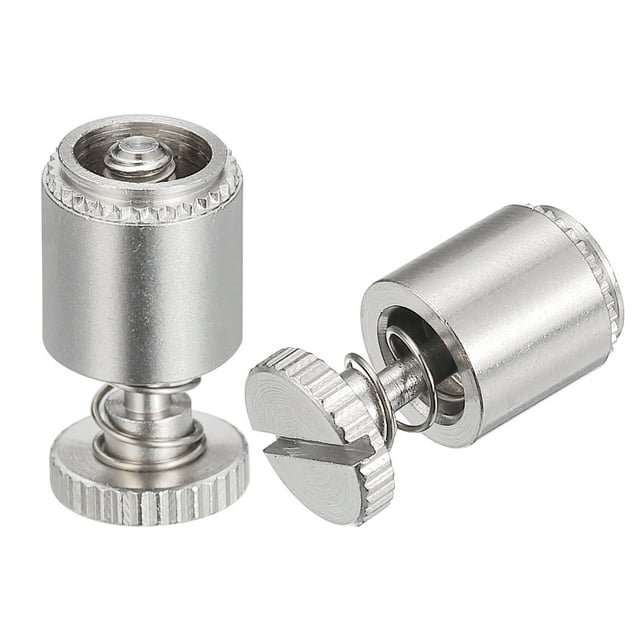 Tornillos de resorte de acero inoxidable Unique Bargains 2uds M3-0.5x6.4mm Panel moleteada cabeza Cargado Auto-Remachado para PCB