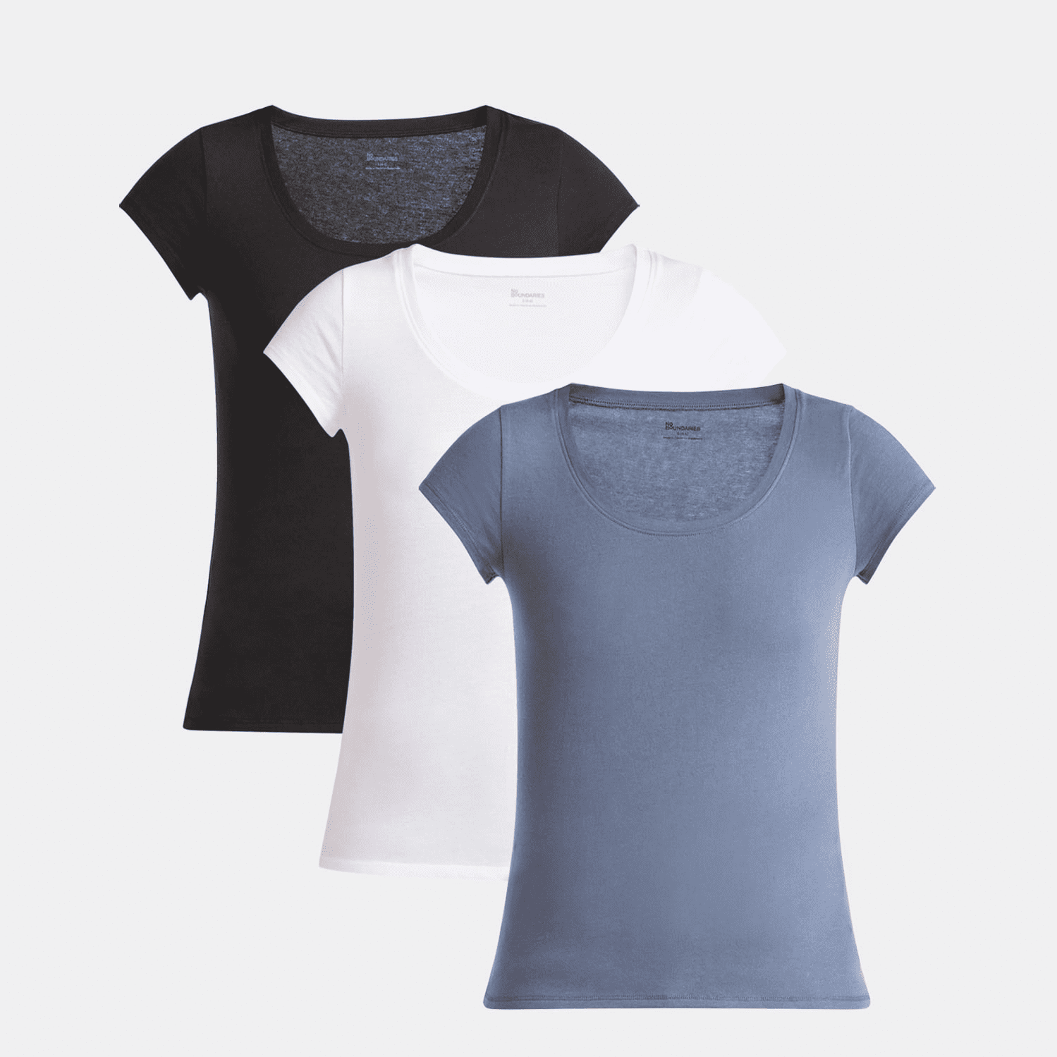 トップス everyone border short sleeve tee L NAY No Boundaries Women's Scoop Neck Tee, Short Sleeves, Cotton Blend