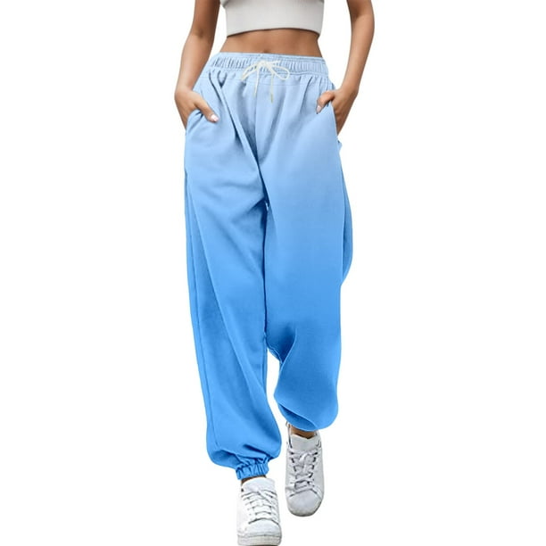 Pantalones deportivos Gibobby mujer con estampado floral y mallas elásticas largas informales Azul S