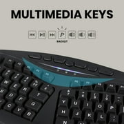 Perixx Periboard-312 - Black - Wired USB Backlit Ergonomic Computer Keyboard - US Layout
