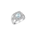 thumbnail image 3 of RYLOS Mens Rings Sterling Silver Designer Round Gemstone &  Sparkling Diamond Ring Aquamarine March Birthstone Rings For Men, Men's Rings, Silver Rings, Sizes 8 - 13, 3 of 7