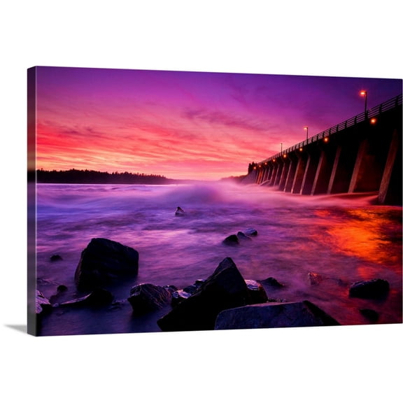 Great BIG Canvas | "Anglier Dam At Sunset, Temiscamingue, Quebec, Canada" Canvas Wall Art - 30x20