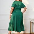 thumbnail image 3 of Kadahis Women Plus Size Sexy V Neck Dresses Short Sleeve High Waist Dresses, 3 of 5