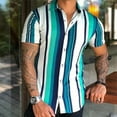 thumbnail image 2 of TAIAOJING Men's Short Sleeve Button Down Shirts Spring Summer Casual Striped Printed Top Blouse Beach Shirt, 2 of 4