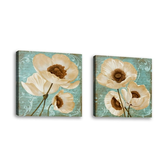 Set of 2 - Afternoon Bloom II - Contemporary Fine Art Giclee on Canvas Gallery Wrap - wall décor - Art painting - 24 x 24 Inch - Ready to Hang