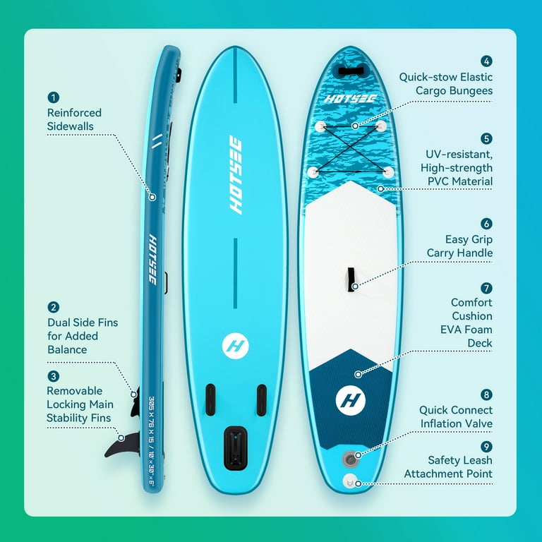 Hotsee 10' Inflatable Stand up Paddle Board 6'' Thick SUP Paddle