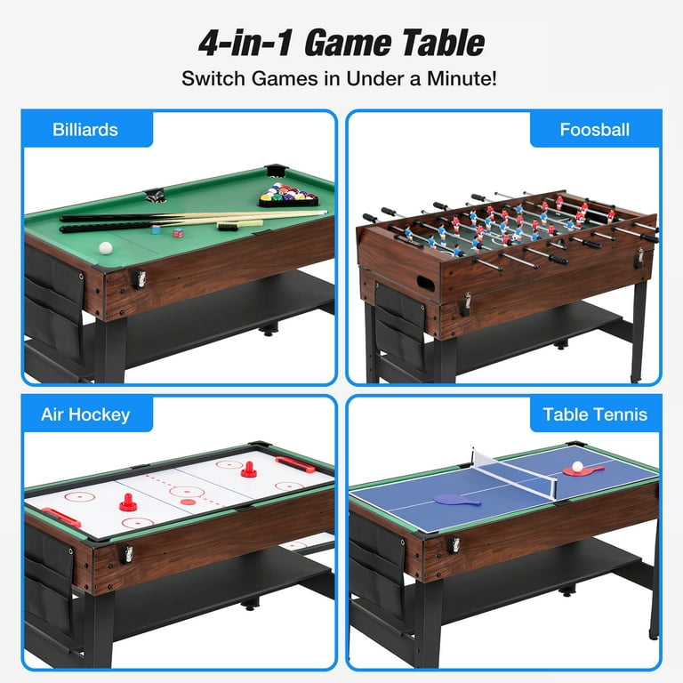 FUNTOK 4 in 1 Game Table with Ping Pong, Air Hockey, Foosball