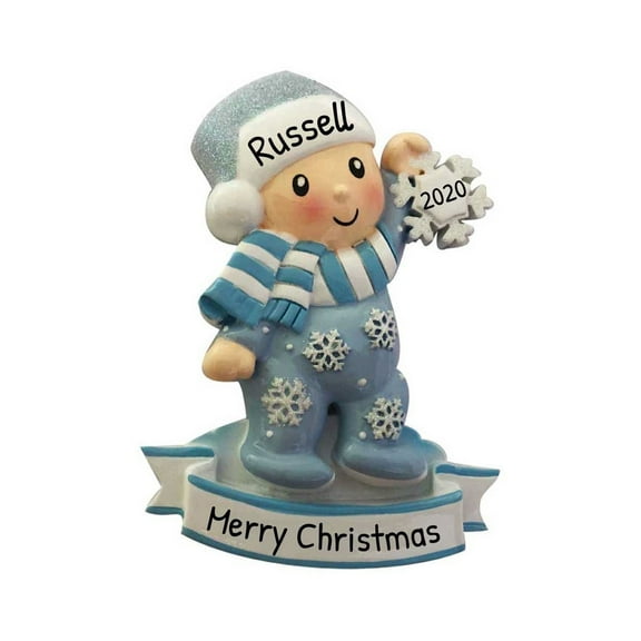Ornaments by Elves Personalized Baby Boy Snowflake Ornament Holiday Christmas Decorations 0.25lbs