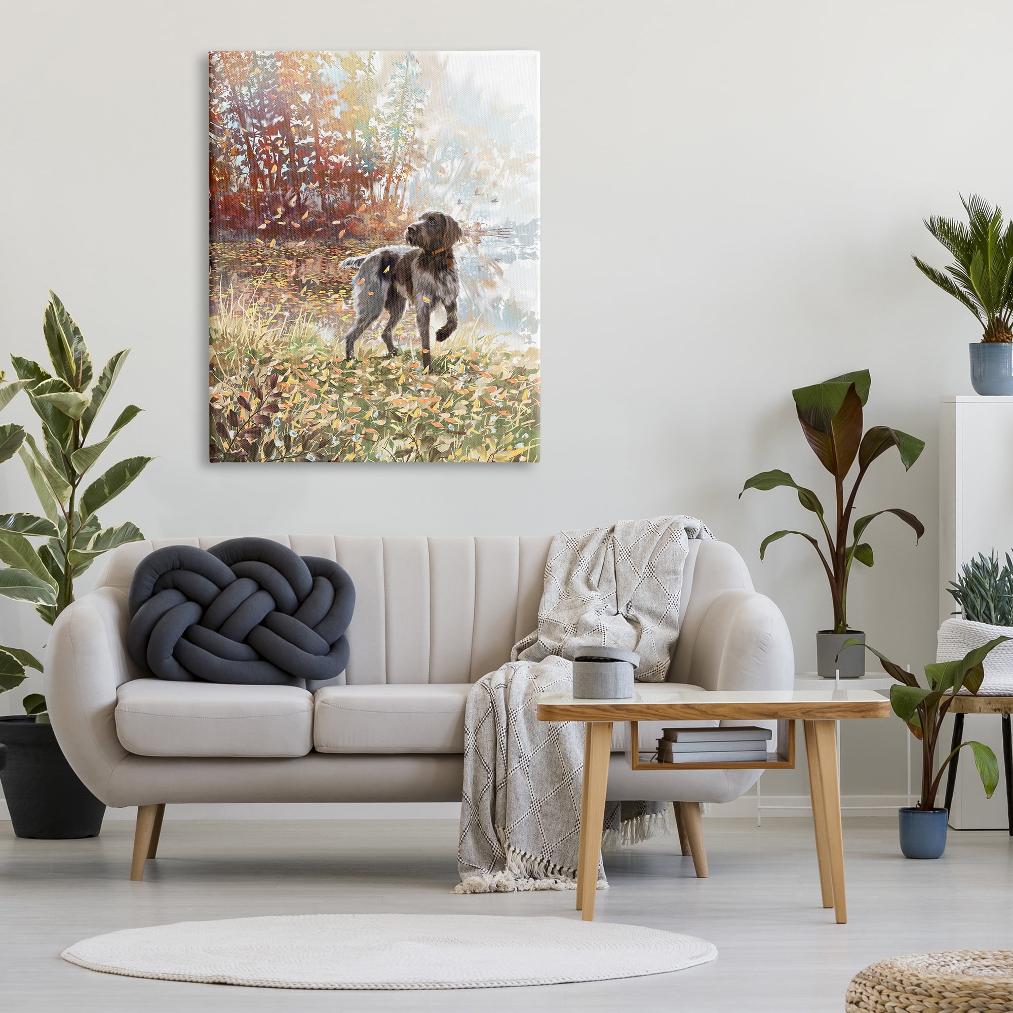 Stupell Pointer Dog Forest Lake Foliage Animals & Insects Painting Gallery Wrapped Canvas Print Wall Art