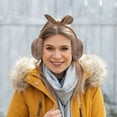 thumbnail image 4 of BadPiggies Women Winter Earmuffs Girl Ski Adjustable Ear Covers Cute Bow Ear Warmer Outdoor Fleece Lining Earmuff - Khaki, 4 of 9