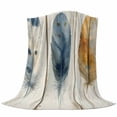 thumbnail image 6 of Blue Brown Feathers Blanket Soft Cozy Warm Throw Blanket for Couch, Plush Fuzzy Flannel Fleece Blankets for Sofa, Vintage Boho Ombre Wood Grain Bed Blankets Lightweight Gifts for Women, 50"x80", 6 of 9