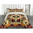 thumbnail image 2 of Ambesonne Retro Quilted Coverlet 3 Pcs, Boho Plant, King Size, Orange Yellow Red, 2 of 4