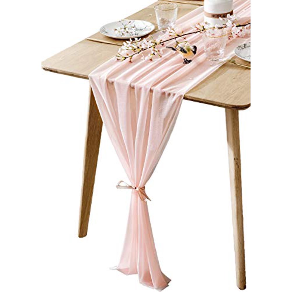 Boxan Blush Pink Sheer Table Runner 30X120 Inch For Light