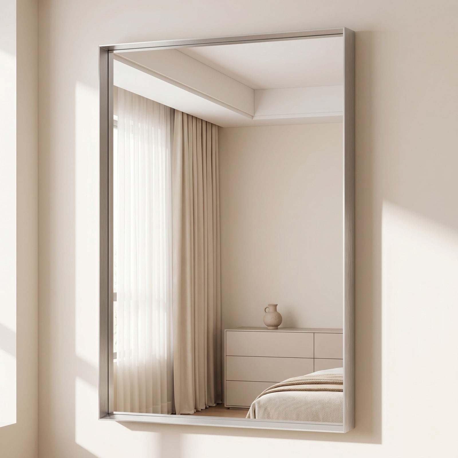 Gleamira 30"x48" Bathroom Wall Mounted Mirror Vanity Rectangular Mirror with Deep Frame, Silver