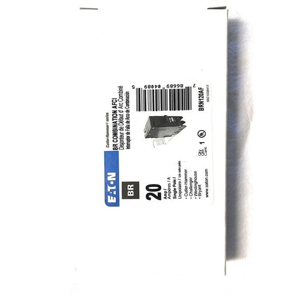 Disyuntor Eaton BR, 20 amperios, unipolar, AFCI, 120 V