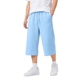 thumbnail image 3 of WDDDD Men‘s Baggy Sweat Shorts 3/4 Length Below Knee Drawstring Casual Y2K Athletic Pants Sky Blue XL, 3 of 6