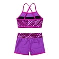 thumbnail image 4 of DPOIS Kids Girls 2 Piece Mermaid Scales Ballet Dance Sports Bra Crop Top with Shorts Rose Red 10, 4 of 7
