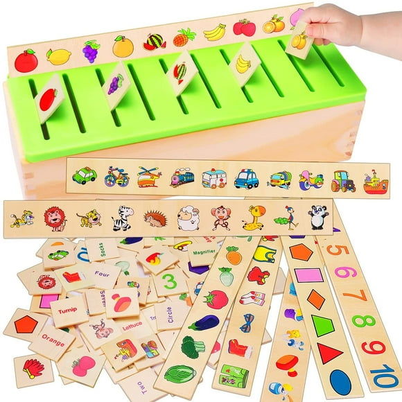Wooden Montessori Toys for Toddlers Learning Activities Sorting Box Educational Toys Preschool Kindergarten Games Autism Toys Motor Skills STEM for Girls Boys Age 1-2 2 3 4 Year Old