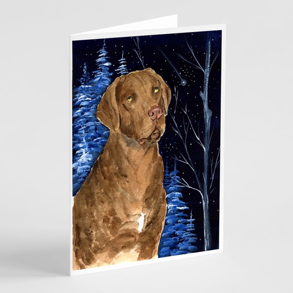 Starry Night Chesapeake Bay Retriever Greeting Cards and Envelopes Pack of 8