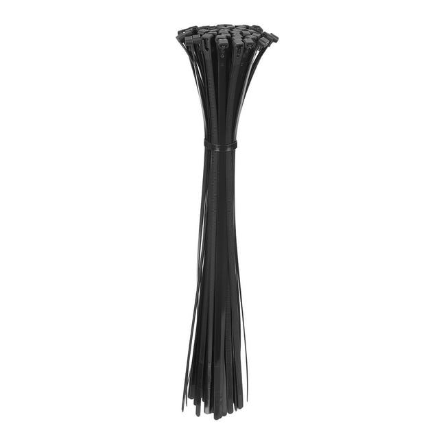 Unique Bargains 18 Inch Releasable Cable Ties Adjustable Zip Ties Removable Indoor Outdoor Tie Wraps Black 100Pcs