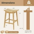 thumbnail image 3 of Costway 2 PCS 29" Teak Wood Bar Stool with Footrest & Saddle Seat Boho Bar Height Stool, 3 of 9