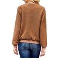 thumbnail image 3 of Spring Fall Women Long Sleeve Bomber Jacket Zipper Casual Fleece Coat, 3 of 4