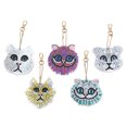thumbnail image 2 of Cuadros Decorativos Kit de llavero con pintura de diamante en forma especial completa de gato DIY de 5 uds (AA919) Tmvgtek embutido en tela, 2 of 8