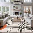 thumbnail image 3 of Boho Geometric Area Rugs 8'x10', Washable Small Throw Rugs for Living Room Patio, Modern Abstract Orange Sun on Linen Indoor Outdoor Rug Non-Slip Low Pile Carpet Runner Reversible Floor Mats, 3 of 8