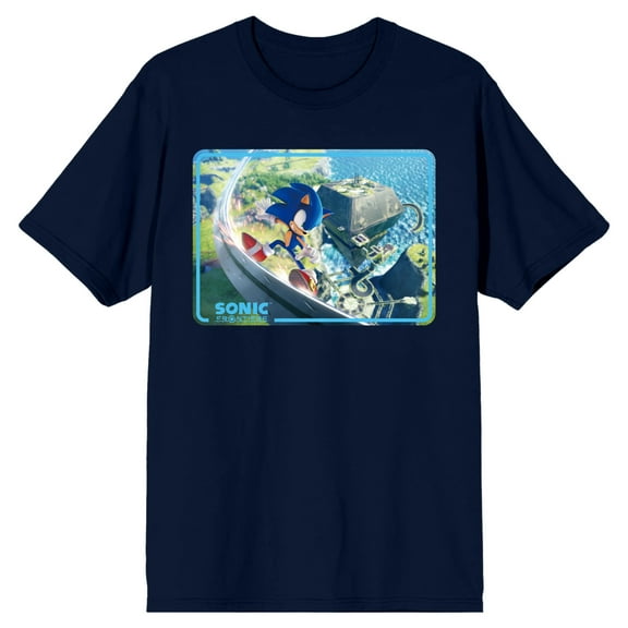 Sonic Frontiers Videogame Sonic the Hedgehog Men's Navy Blue Short Sleeve Crew Neck Tee-Medium