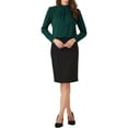 thumbnail image 2 of INSPIRE CHIC Fall Winter Stand Collar Chiffon Blouse for Women's Long Sleeve Business Casual Work Shirt XS Dark Green, 2 of 6