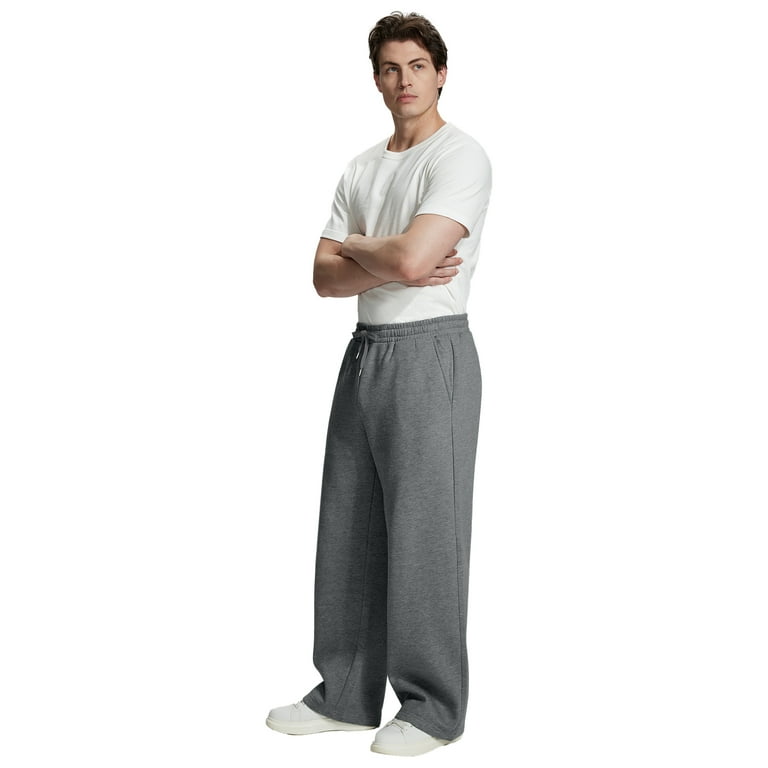 FEDTOSING Mens Fleece Lined Baggy Sweatpants, Wide Leg, Elastic