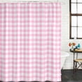 thumbnail image 3 of Pink Waterproof Fabric Shower Curtain,Country French Rustic Buffalo Plaid Modern Art Waterproof Fabric Shower Curtain for Bathroom Curtains Bathtubs Hotel Shower Curtains with 12 Hooks Long 72x78in, 3 of 8