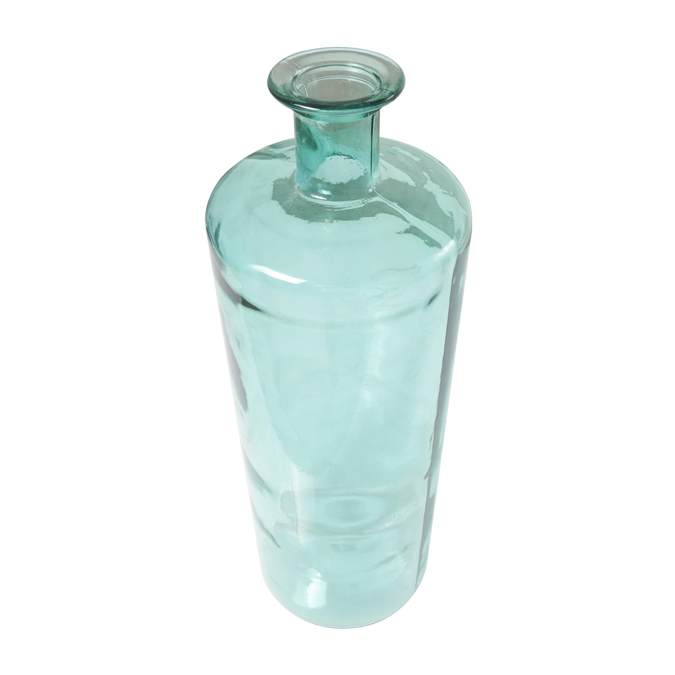 DecMode 30" Handmade Tall Spanish Bottle Neck Teal Recycled Glass Vase