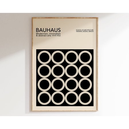 Poster Bauhaus Art Print, Geometric Black Circles Bauhaus Poster , Minimal Bauhaus Wall Art, Modern Bauhaus Poster , Mid Century Poster | BAU183-UNFRAMED