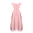 thumbnail image 2 of Kaerm Kids Girls Adjustable Spaghetti Strap Chiffon Dress Elegant Sleeveless Off Shoulder A-Line Pink 14, 2 of 5