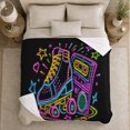 thumbnail image 5 of Retro Neon Roller Skate Boombox Pattern Vibrant 80S, Festive Holiday Scene, Warm Flannel Blanket for Living Room and Reading Nook, Art Lovers Christmas Gift, Festive Home Decor, 5 of 9