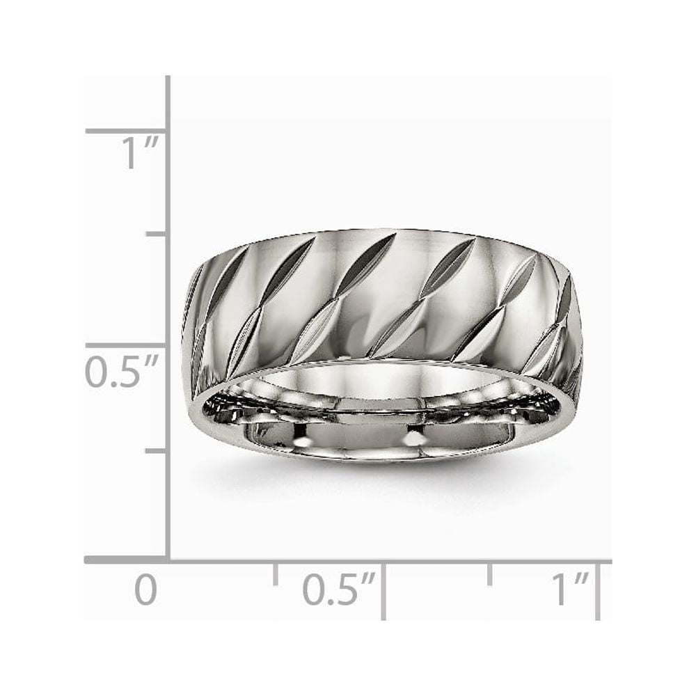 Titanium Polished Diamond Cut Ring
