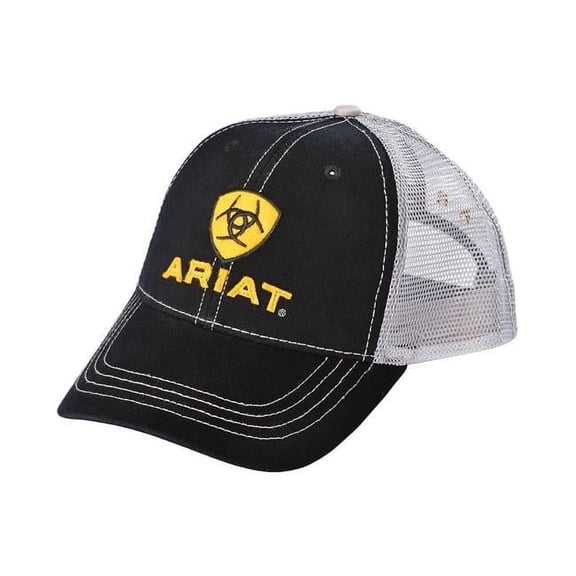 Ariat® Mens Black Yellow Logo Mesh Ball Cap 1581001