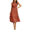 thumbnail image 2 of IDALL Summer Dresses,Petite Dresses Women Summer Casual Midi Maxi Dress Boho Sleeveless Smocked A-Line Long Dress Elegant Dresses,Modest Dresses,Womens Dresses Orange Dress L, 2 of 7