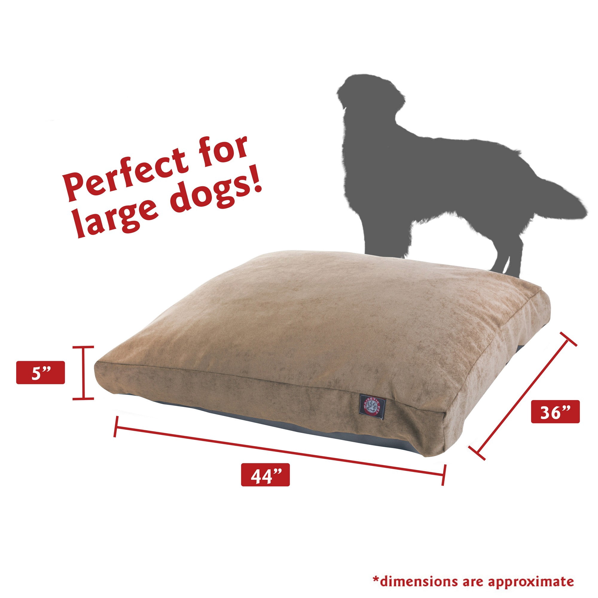 Majestic Pet | Villa Velvet Shredded Memory Foam Rectangle Pet Bed For Dogs, Removable Cover, Pearl, Large