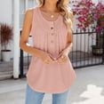 thumbnail image 5 of ATOYSOY Women's Pleated Tank Tops Flowy Tunic Sleeveless Trendy Camisole Button Activewear Casual Undershirt Running Yoga Tops Girls Basic Tees Summer Workout Pink XL, 5 of 8