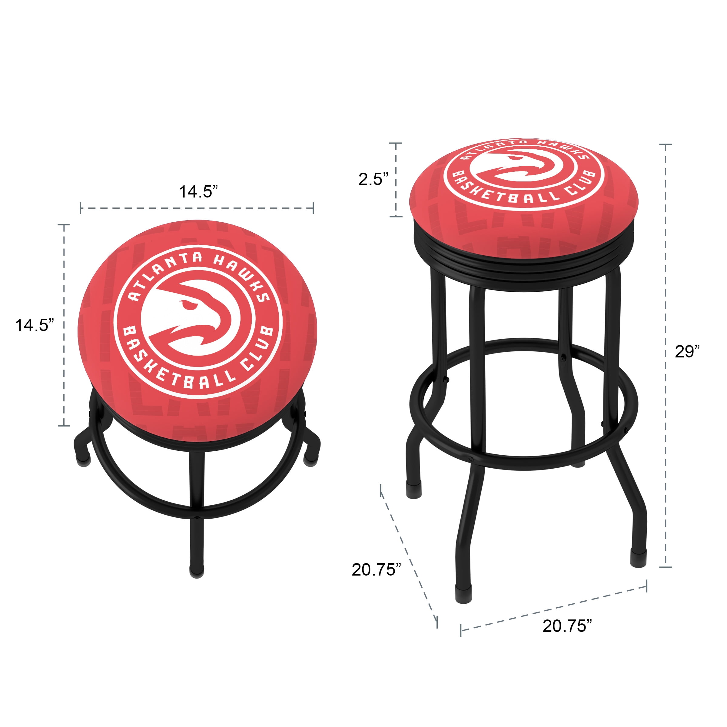 Trademark Gameroom Atlanta Hawks City Black Ribbed Barstool