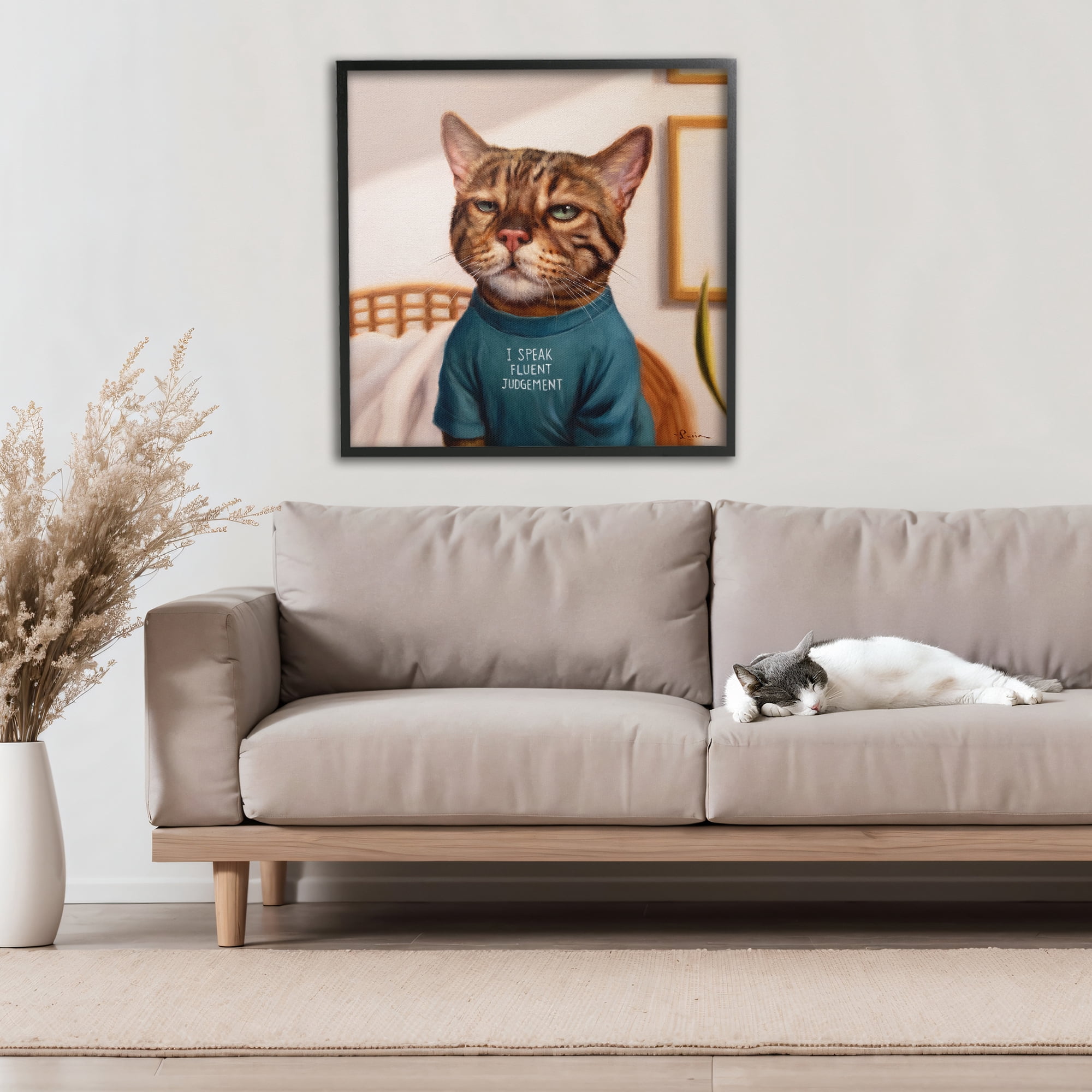 Stupell Industries Cattitude Speak Fluent Judgement Black Framed Giclee Art, design by Lucia Heffernan