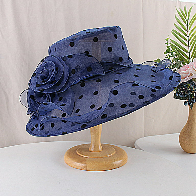HEVIRGO Breathable Sunscreen Hat Wide Brim Lace Floral Design Dot Women  Sunhat for Daily Wear Black Lace 