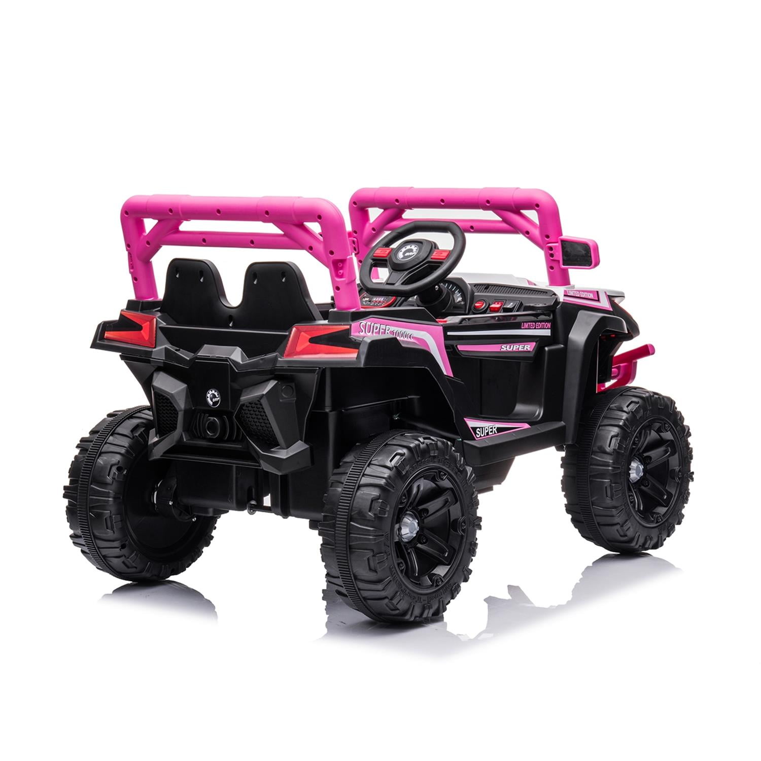 CIPACHO 12 V Power Buggy Kids Ride On Truck UTV with Remote Control Electric Car Toys Off-Road UTV Vehicle, 4 Shock Absorbers, Pink