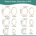 thumbnail image 6 of 1Box 12 Pairs 6 Style 304 Stainless Steel Flat Hoop Earrings Hypoallergenic Earrings for Women Golden 14~41x2mm Pin: 0.7x0.1mm 2 Pairs/style, 6 of 8