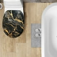 thumbnail image 4 of SEANATIVE Black Gold Marble Toilet Bowl Cover Seat Round Toilet Seat Cover Dustproof Toilet Protector Keep the Toilet Clean and Tidy Suitable for Business Travel Home Dormitory, 4 of 6